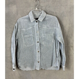 Zara Shacket Womens Small Corduroy Cropped Boxy Oversized Pockets Shirt Jacket